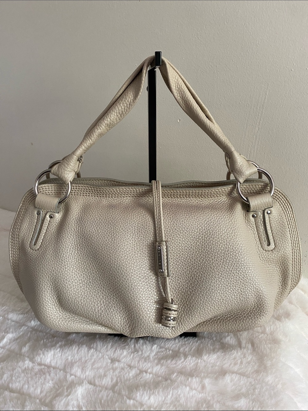 Celine Bittersweet Pebbled Grain Leather Hobo Bag in Shimmering Beige
